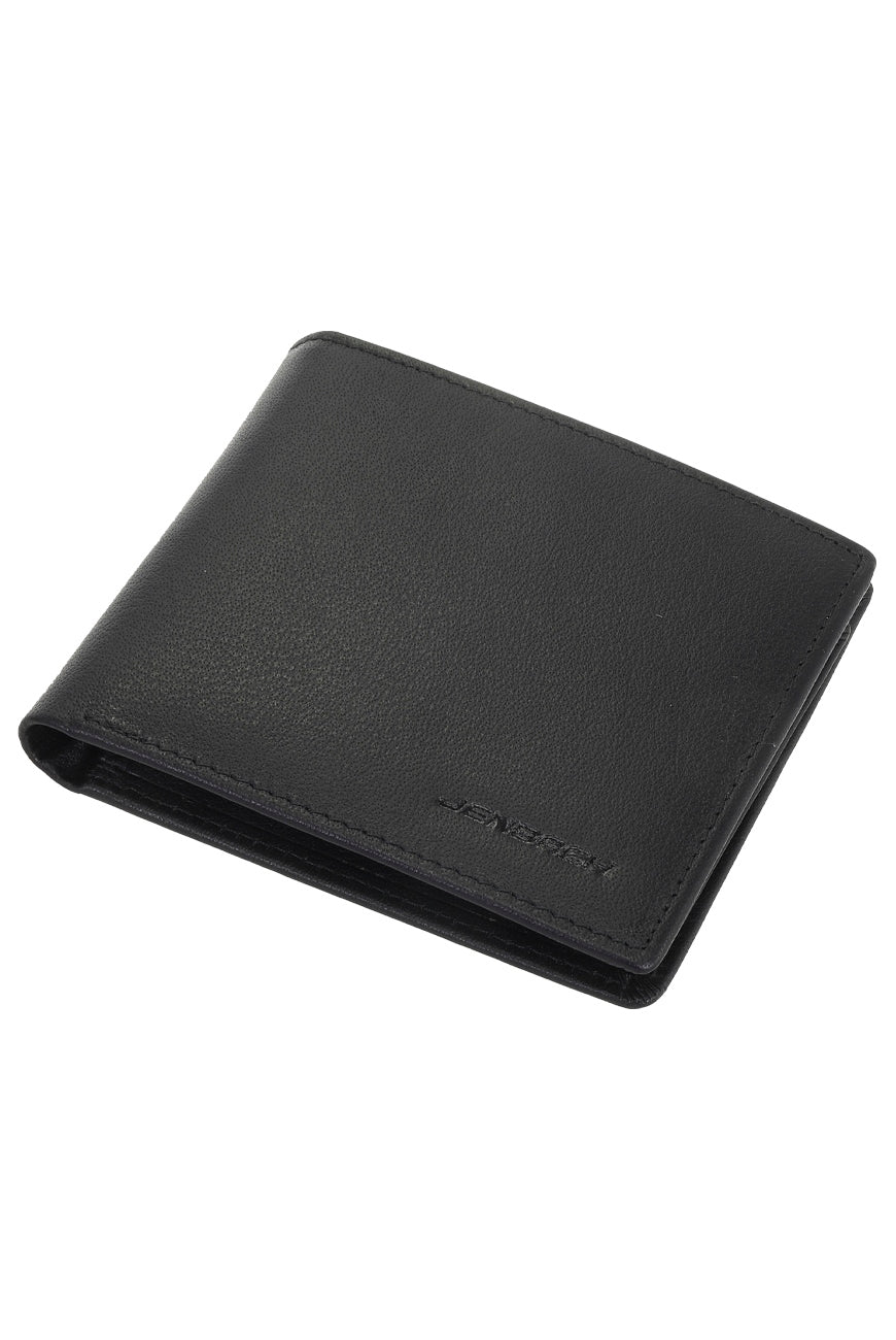 Billetera de Cuero Clásica Namaro Bags - vista frontal bifold con logo JENBACH grabado