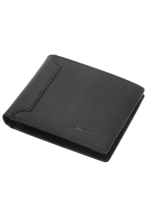 Billetera de Cuero Slim Namaro Bags - vista frontal plegable con logo JENBACH