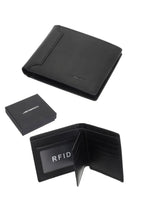 Billetera de Cuero Slim Namaro Bags - collage con estuche de regalo JENBACH e interior con protección RFID