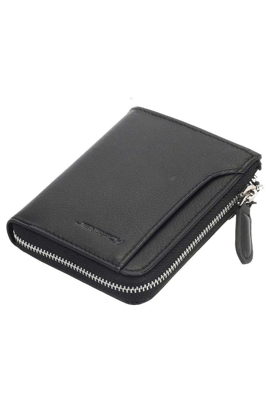 Billetera de Cuero con Cierre Metálico Namaro Bags - vista frontal con cremallera y tirador de cuero