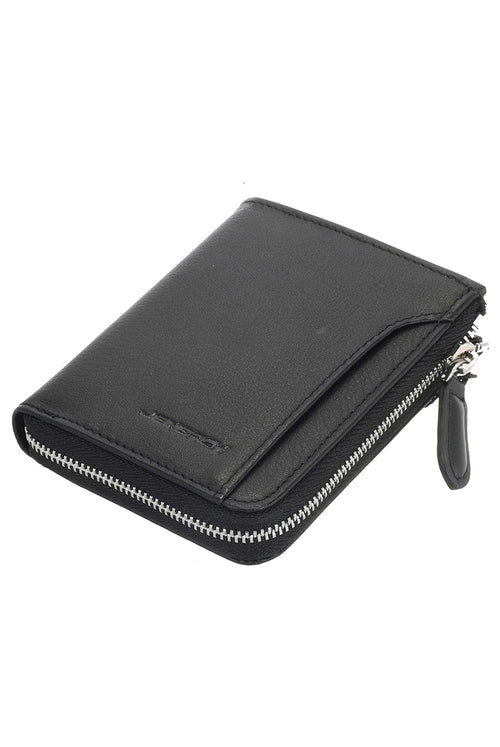 Billetera de Cuero con Cierre Metálico Namaro Bags - vista frontal con cremallera y tirador de cuero